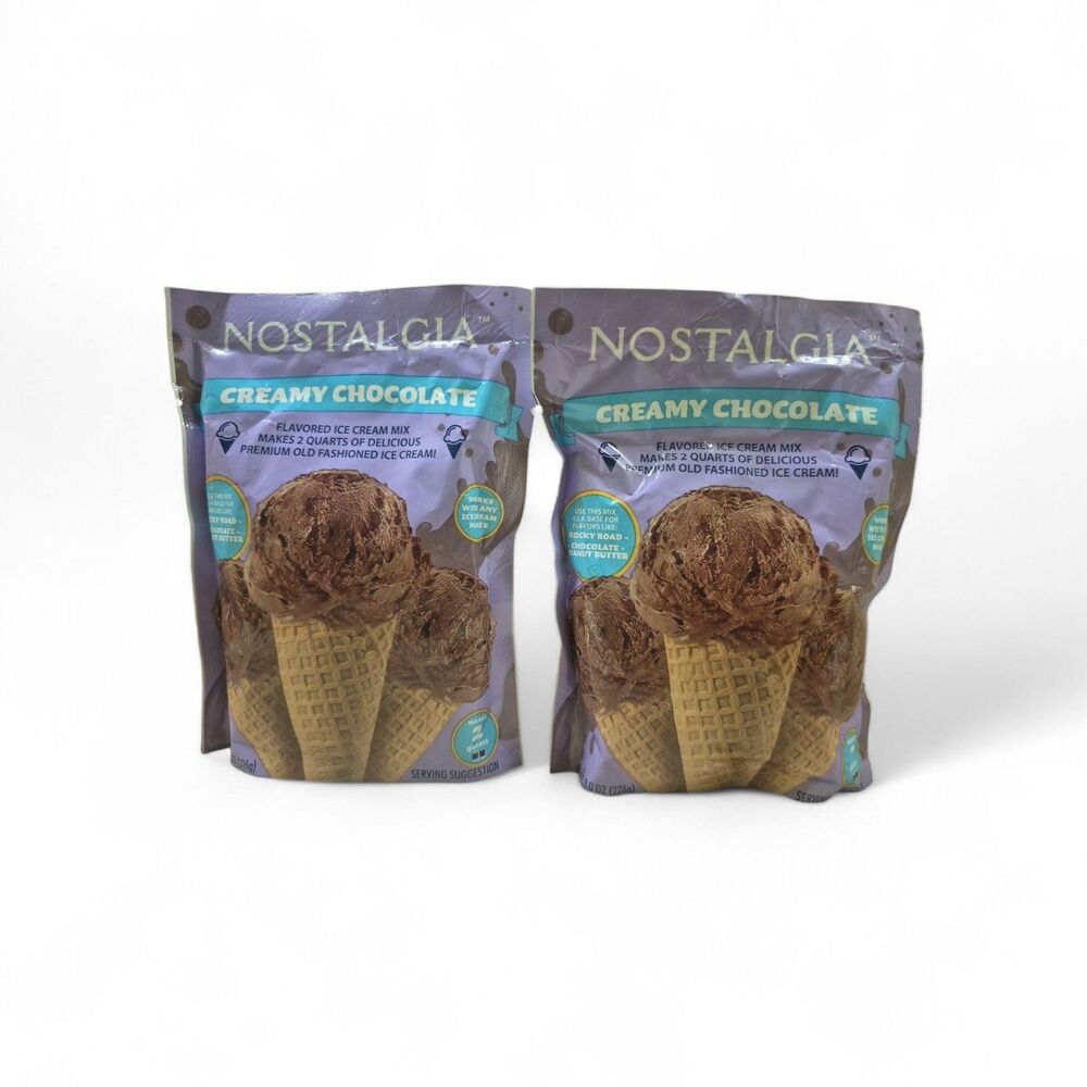 Lot of 2 Nostalgia Creamy Chocolate Ice Cream Mix 8oz Packs